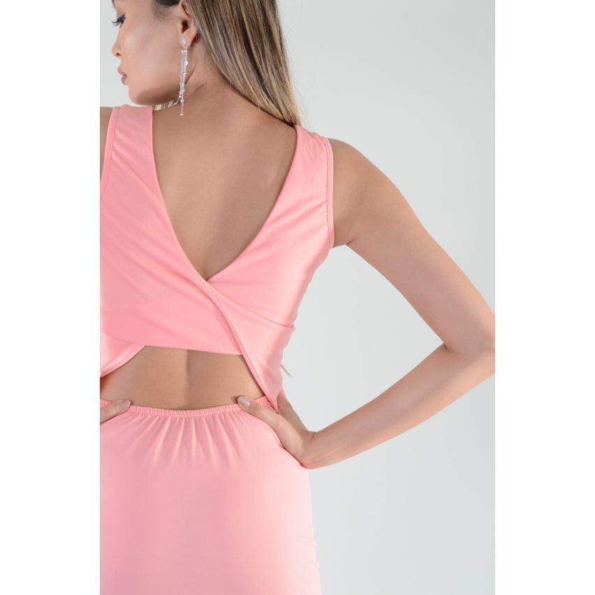 Lovemystyle koraal roze cocktailjurk met Twist terug