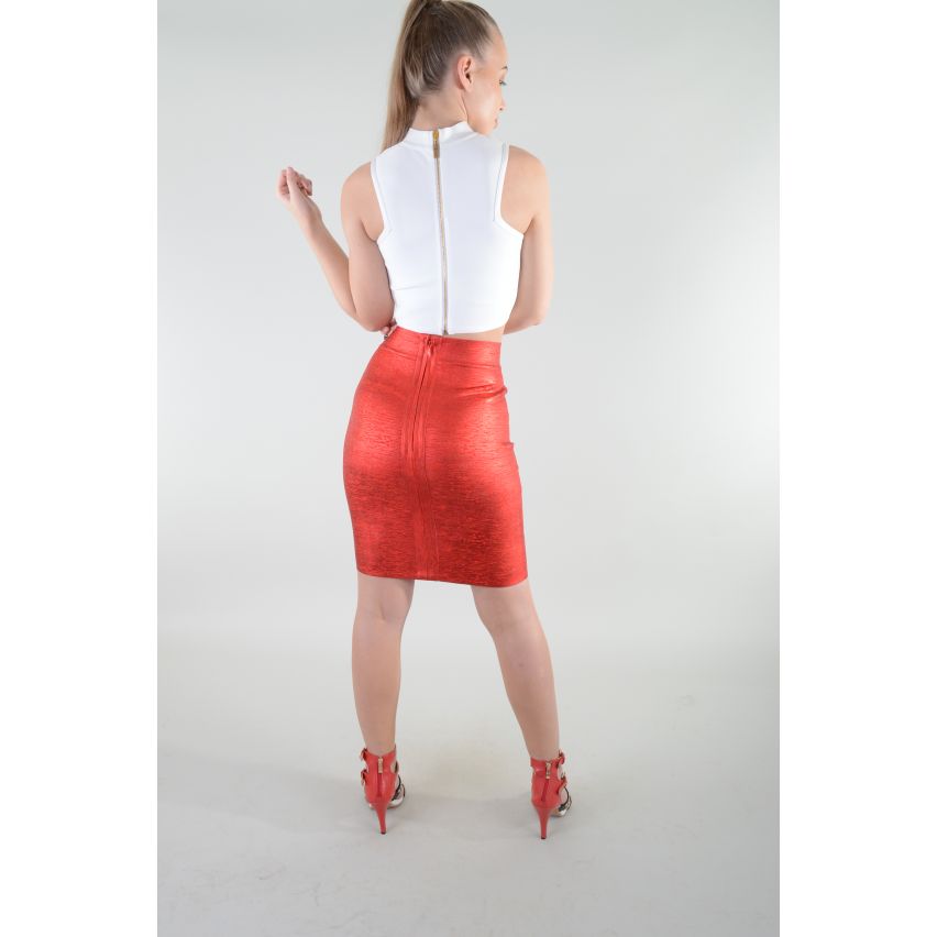 Lovemystyle weiße Bandage Material bauchfreies Top mit Reißverschluss auf der Rückseite