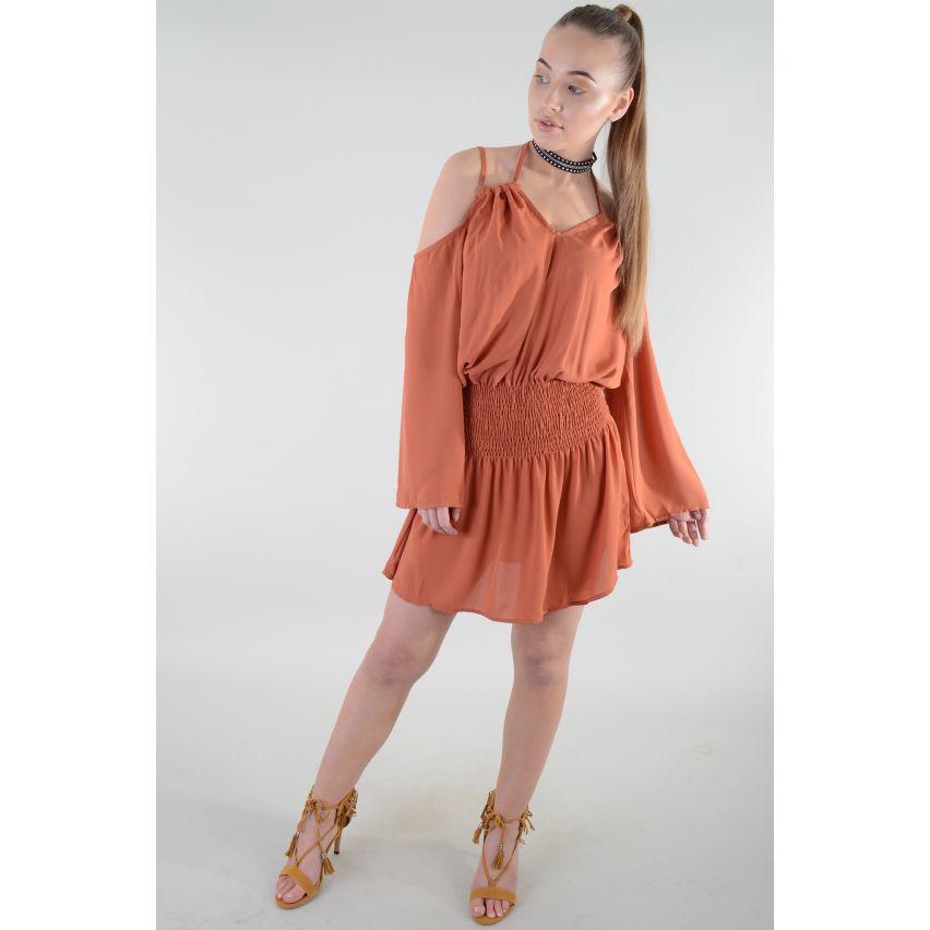 Lovemystyle Boho Wide Sleeve Tunic Dress In Copper - SAMPLE