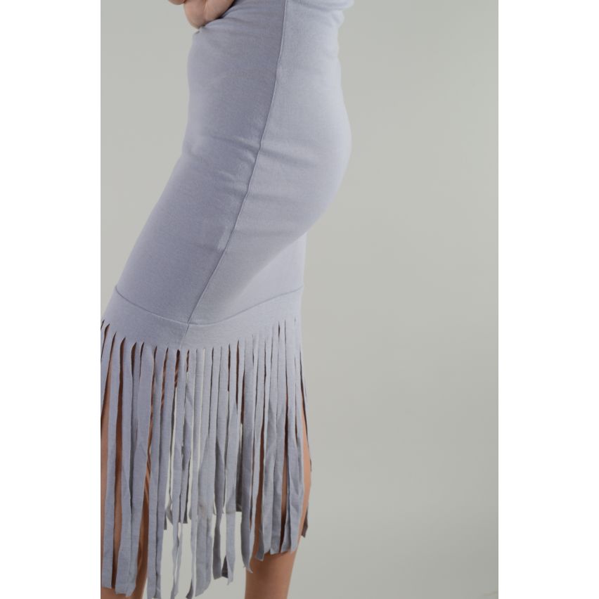 Robe Maxi gilet Lovemystyle gris avec des glands