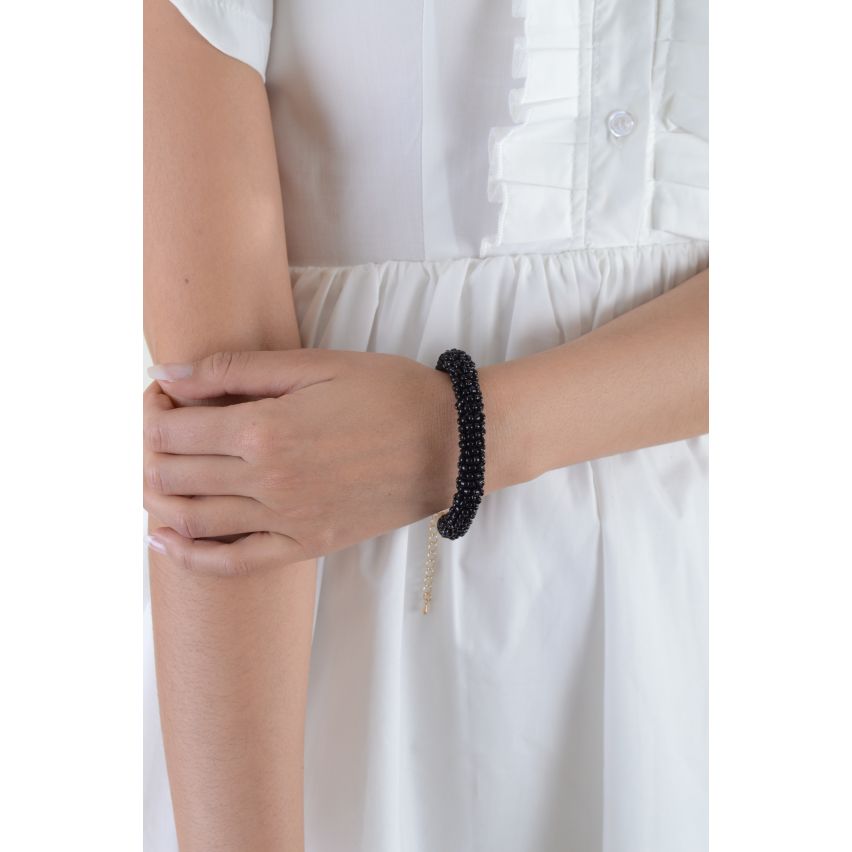 Lovemystyle schwarze Perlen Armband mit Gold-Verschluss