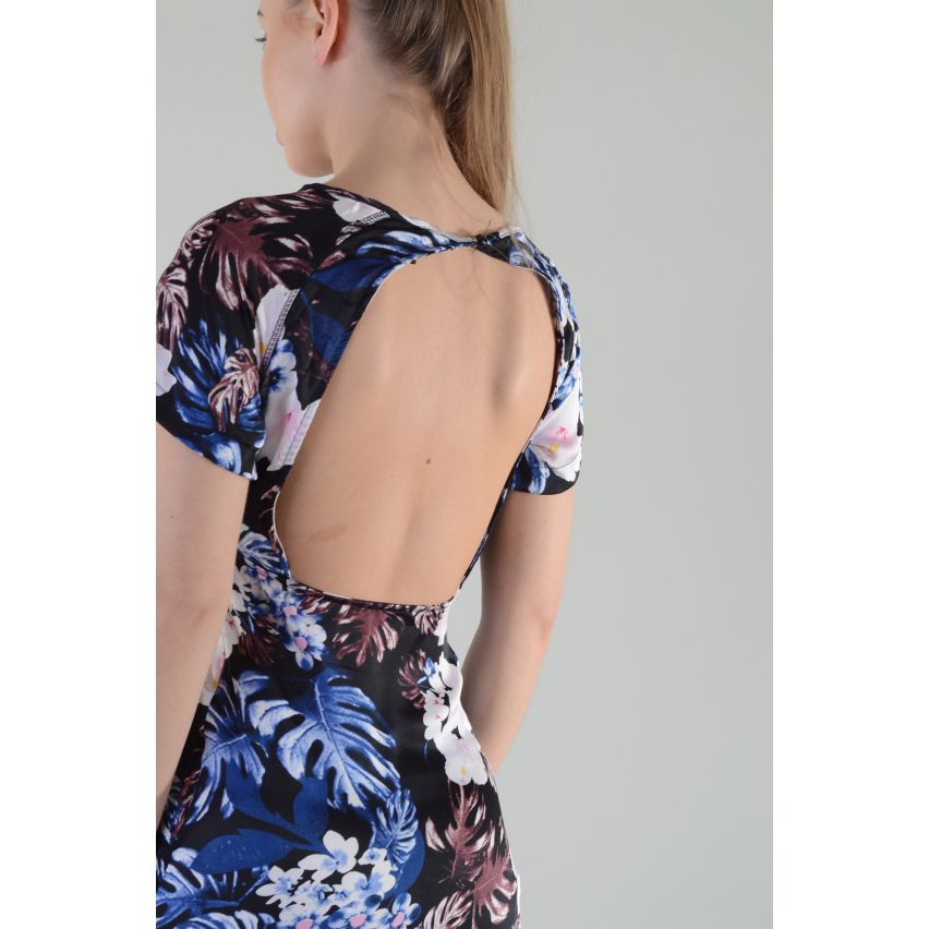 Lovemystyle Backless Midi längd Bodycon Klänning i blommig Print - prov