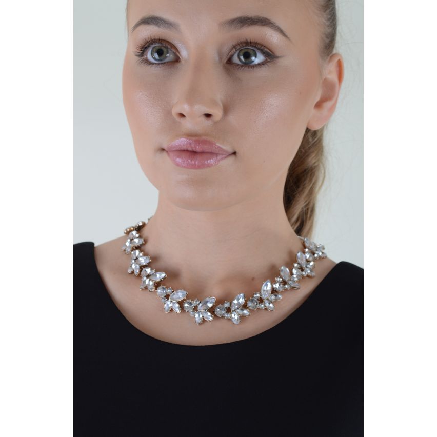 Lovemystyle Statement Diamante Floral Short Necklace