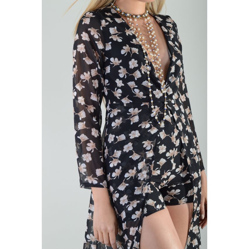 Lovemystyle Floral doble capa short con falda Maxi sobrepuesto - muestra
