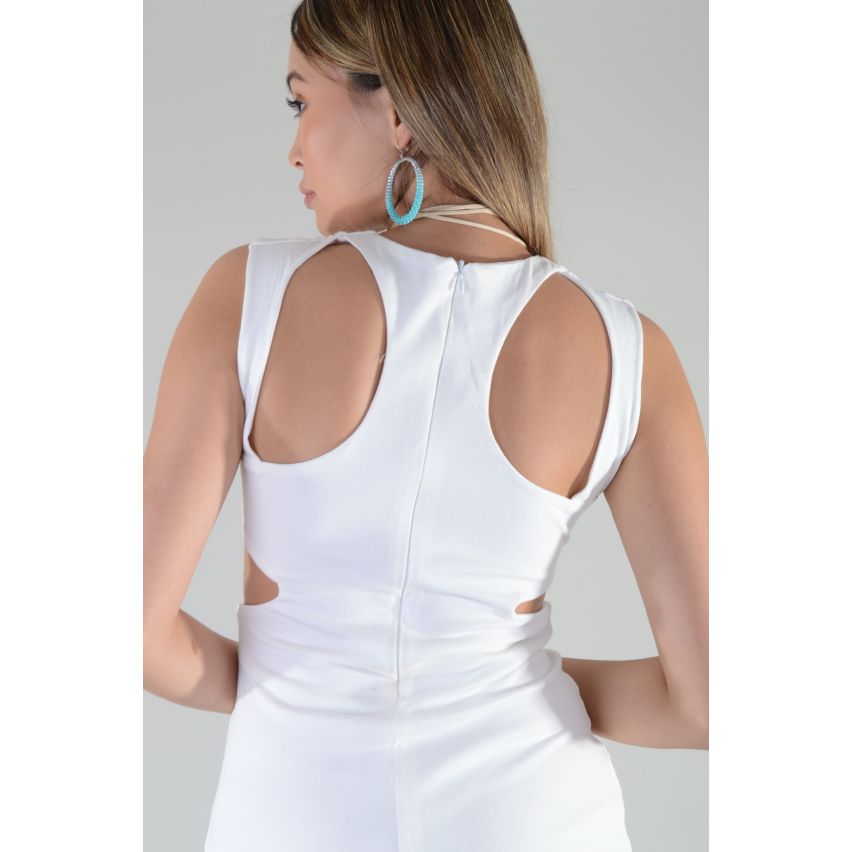 Lovemystyle White Bodycon Dress With Cut Out Detailing
