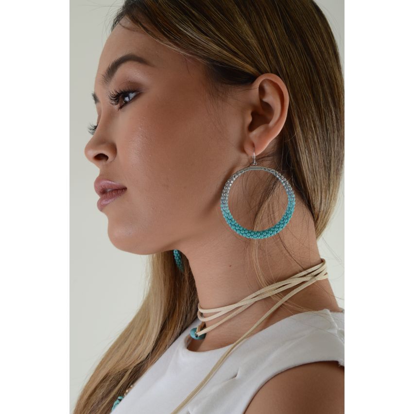 Lovemystyle Blue To Silver Ombre Large Hoop Earrings