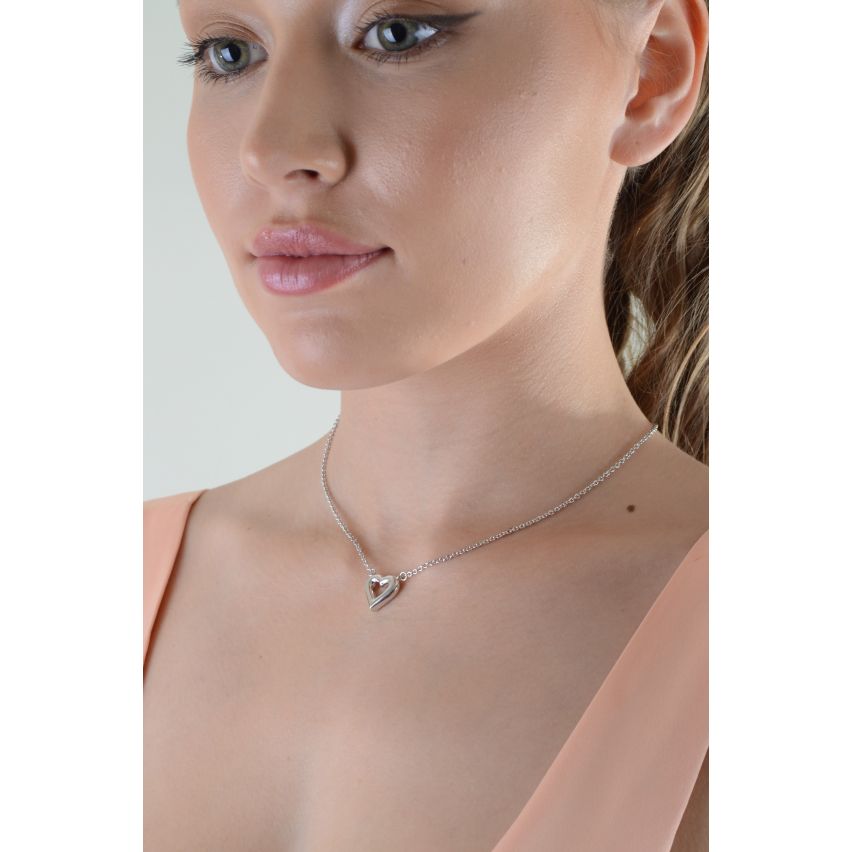 Lovemystyle Simple Silver Pendant Heart Necklace