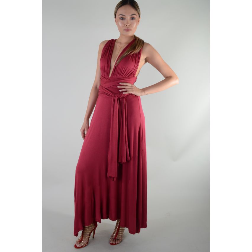 Lovemystyle Multi-Way Tie Maroon Maxi abito