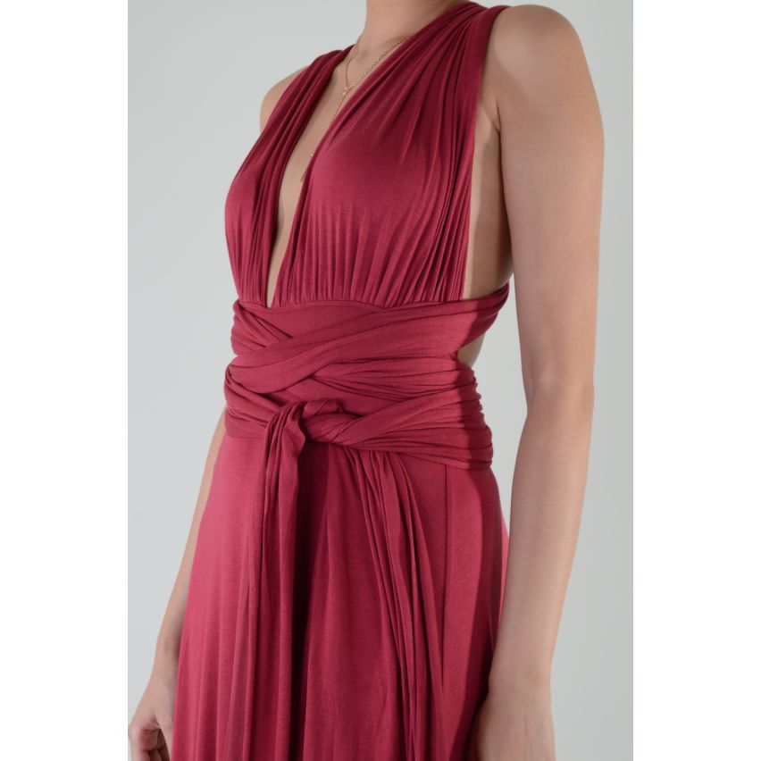 Lovemystyle Multi-Way Tie Maroon Maxi-Kleid