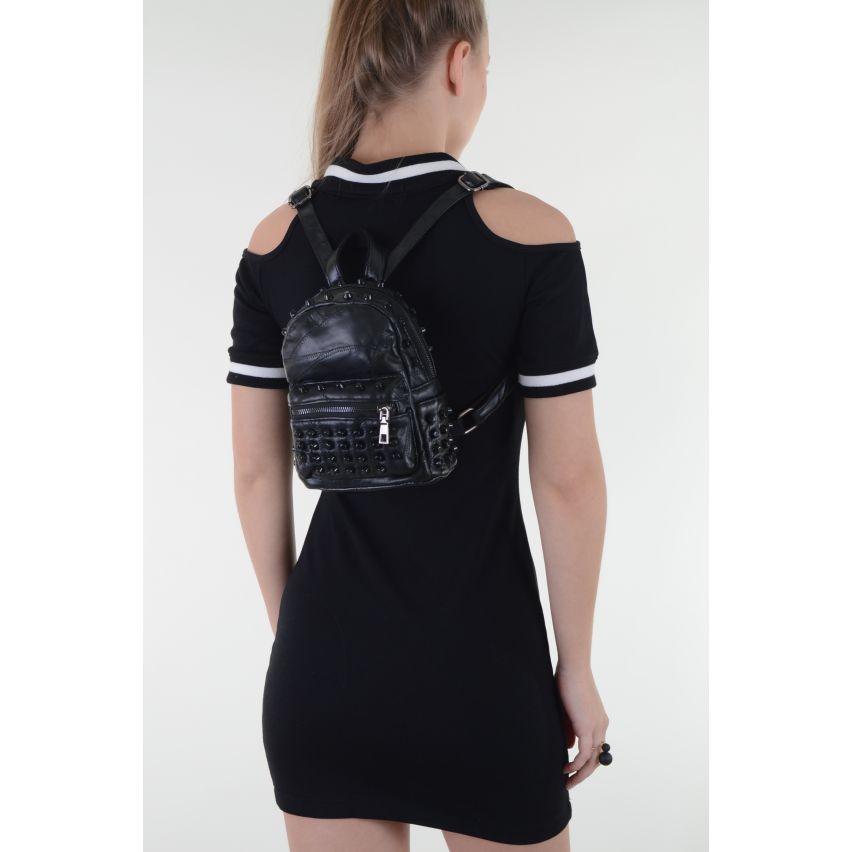 Lovemystyle kleine schwarze Rucksack mit Stud-Detail