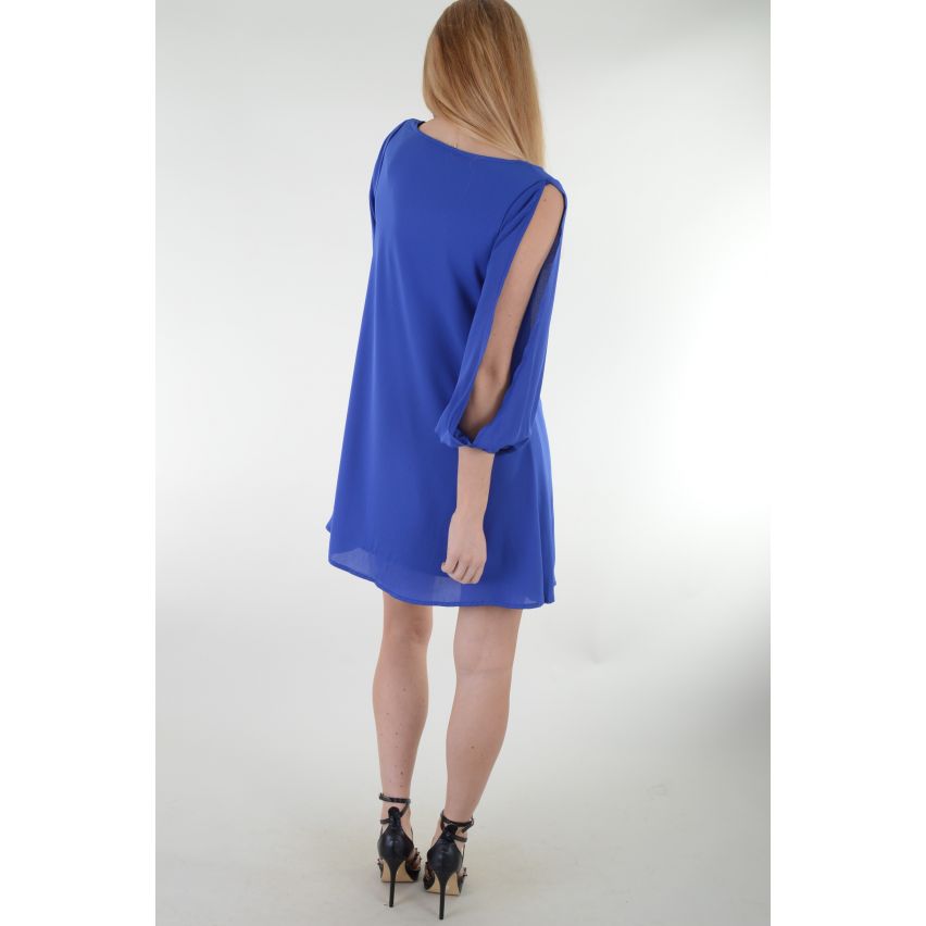 Lovemystyle Indigo Etuikleid mit Ausschnitt lange Ärmel Detail