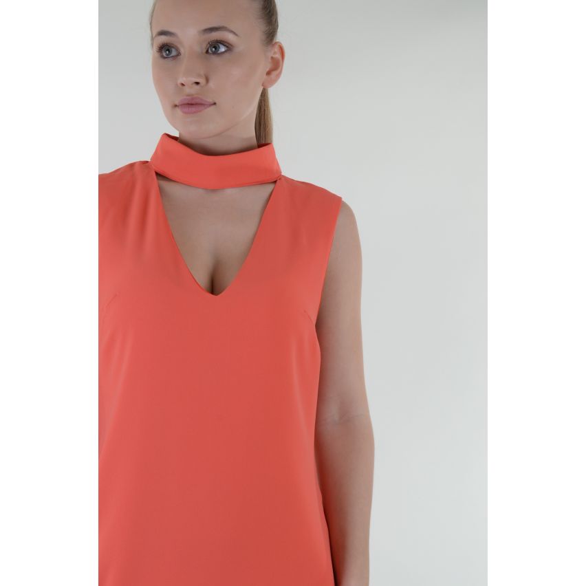 Lovemystyle Coral Etuikleid mit Sprung Hals und Halsband