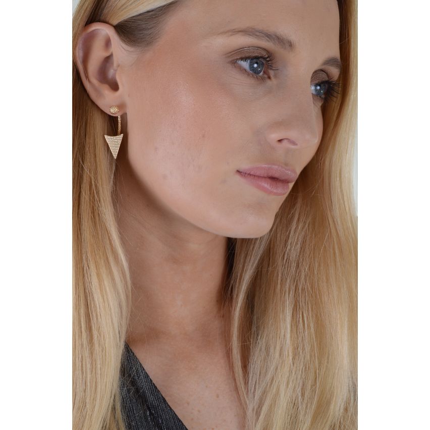 Lovemystyle Earring With Hanging Textured Triangle In Gold