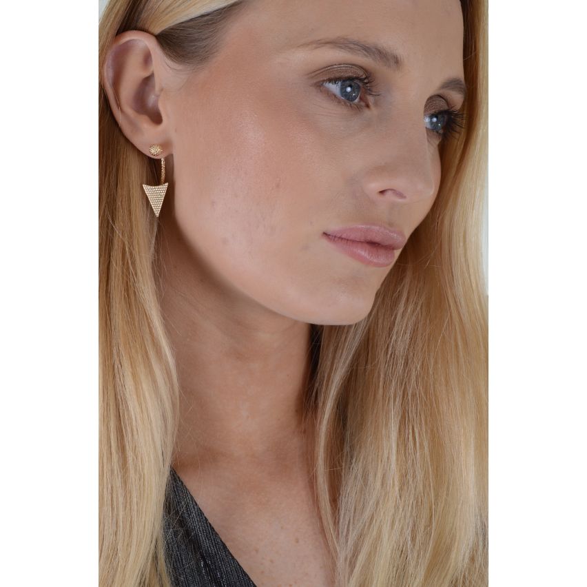 Lovemystyle boucle d’oreille avec accrochage texturé Triangle en or