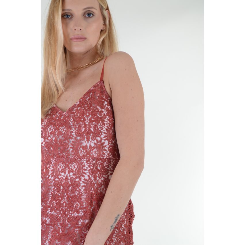 Lovemystyle naakt Slip jurk met rode Lace Overlay