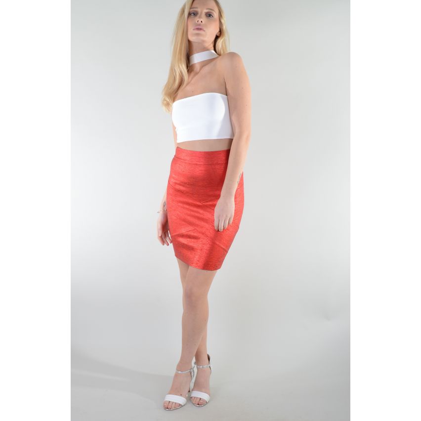 LMS witte Crop Top met Halterneck hals en rug Zip