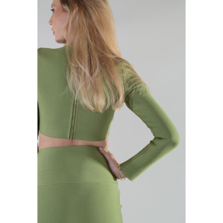 Lovemystyle Green Co-ord Featuring Crop Top And Skirt - SAMPLE