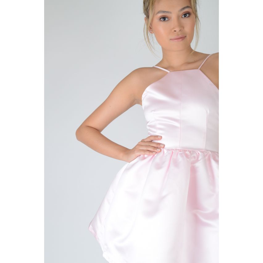 Lovemystyle Pastel Pink satijn Skater jurk met lage