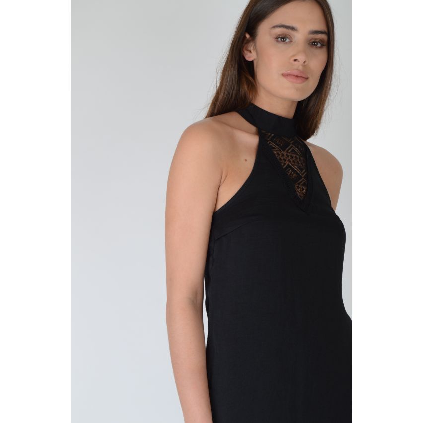 Lovemystyle Black robe a-line avec Racer Back et insertion de dentelle