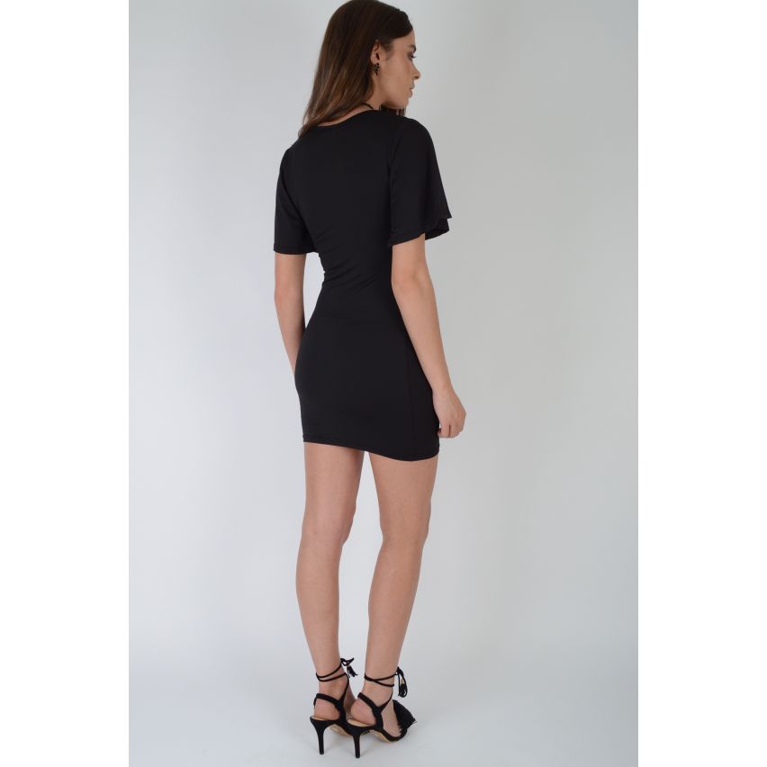 Lovemystyle Black Bodycon Dress With Batwing Sleeves - SAMPLE