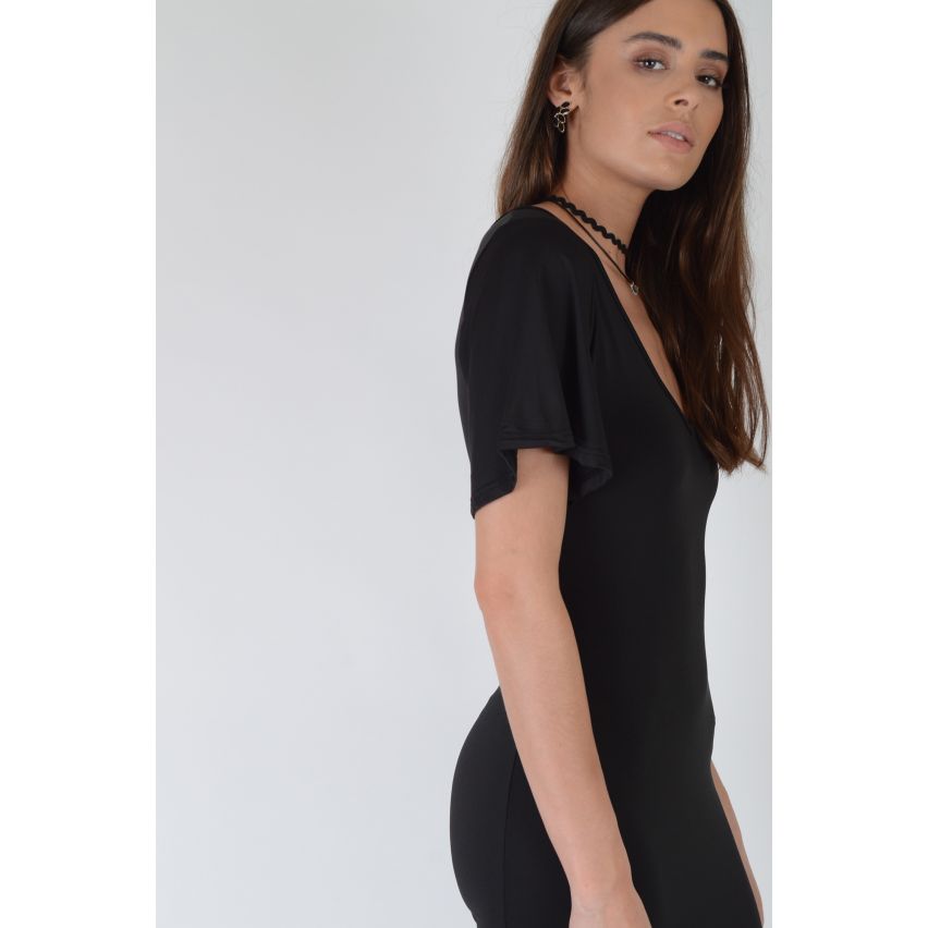 Lovemystyle Black Bodycon Dress With Batwing Sleeves - SAMPLE