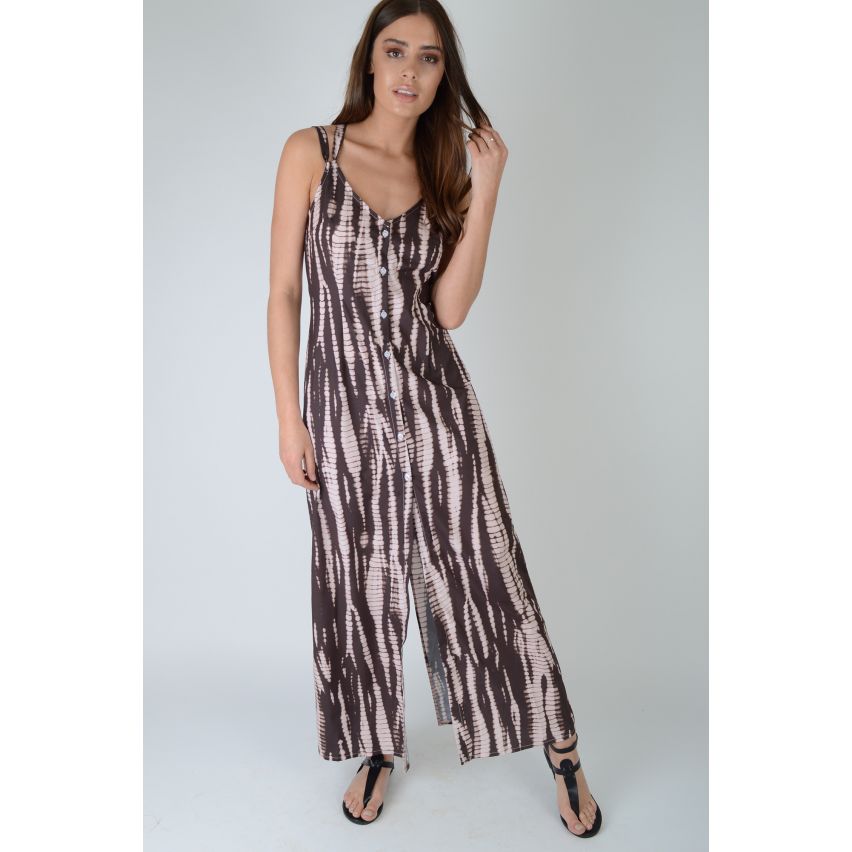 LMS Maxi Dress With Cross Back And Split Front In Tie Dye Print - SAMPLE