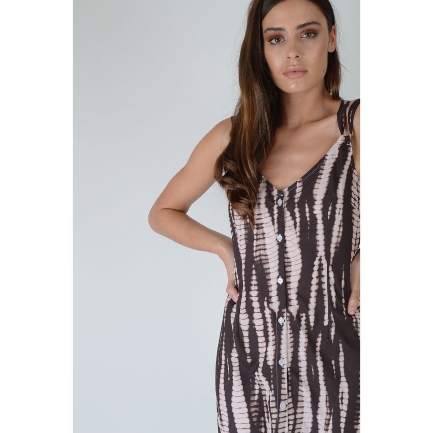 LMS Maxi Dress With Cross Back And Split Front In Tie Dye Print - SAMPLE