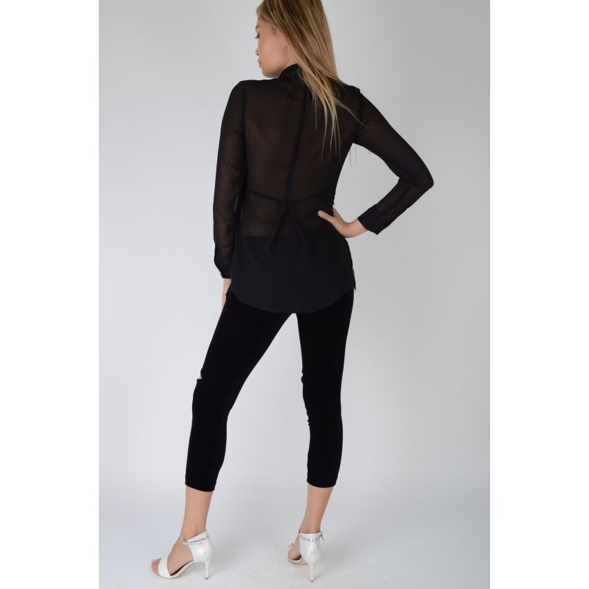 Lovemystyle Highwaisted Black Velvet Leggings With Ripped Knees - SAMPLE