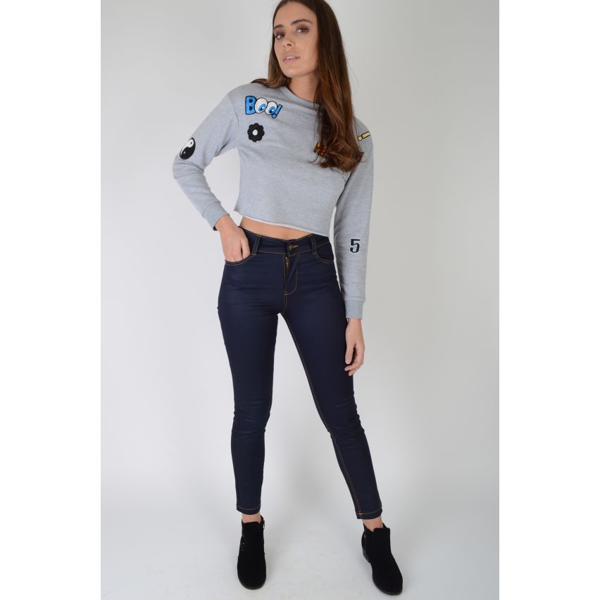 Lovemystyle oscuro azul Highwaisted Skinny Jeans con bolsillos