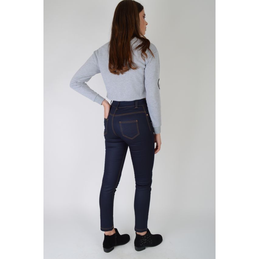 Lovemystyle Dark Blue Highwaisted Skinny Jeans With Pockets - SAMPLE