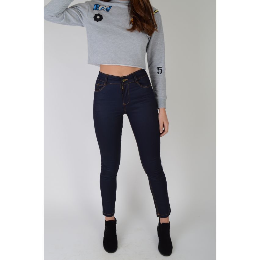 Lovemystyle Dark Blue Highwaisted Skinny Jeans With Pockets - SAMPLE