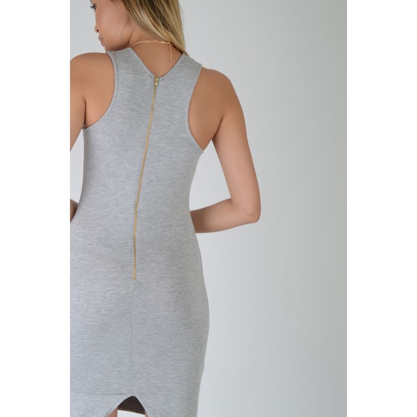Lovemystyle Marl Grey Bodycon Dress With Racer Back - SAMPLE