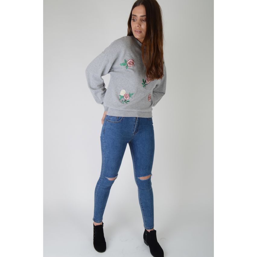 Lovemysyle hohe Taille Light Wash Denimjeans mit Zerrissene Knie