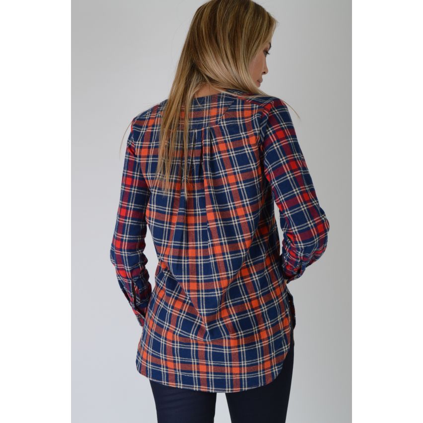 Lovemystyle Classic Red And Navy Checked Button Front Shirt - SAMPLE