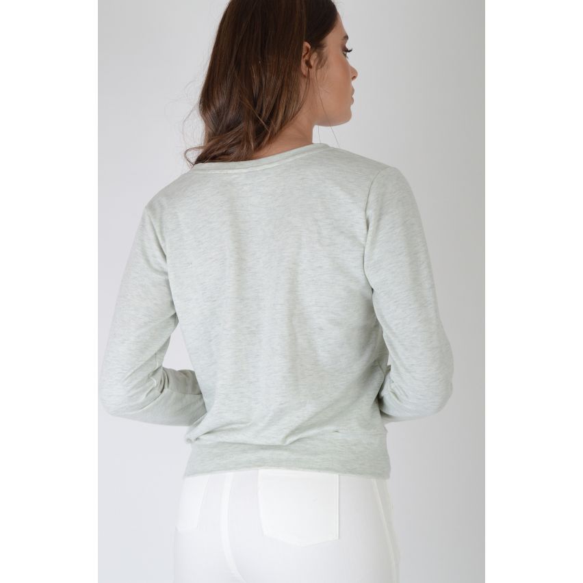 Lovemystyle Grey Marl  Sweatshirt With 'Malibu' Graphic - SAMPLE