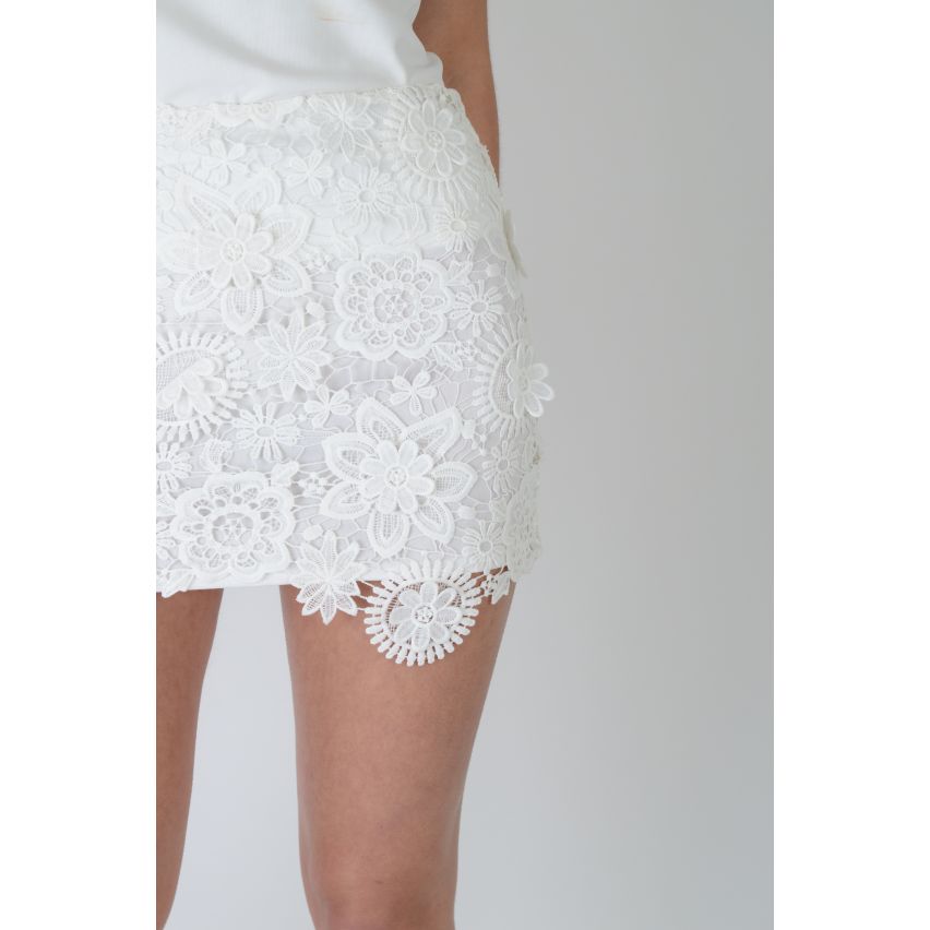 Lovemystyle High Waisted Midi Spitzenrock In weiß