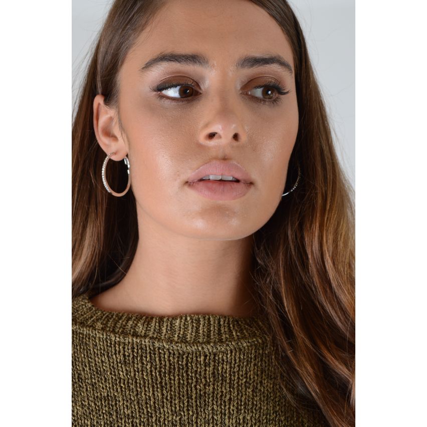 Lovemystyle Silver Hoop Earring With diamantes