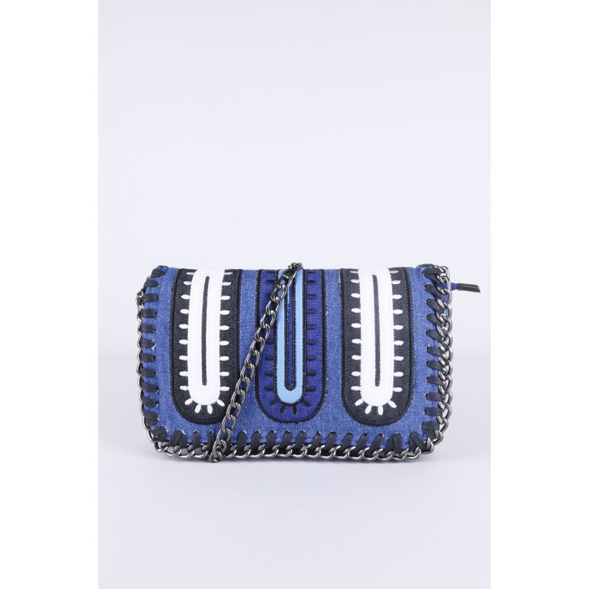 Lovemystyle Kette getrimmt blaue, weiße und schwarze Umhängetasche