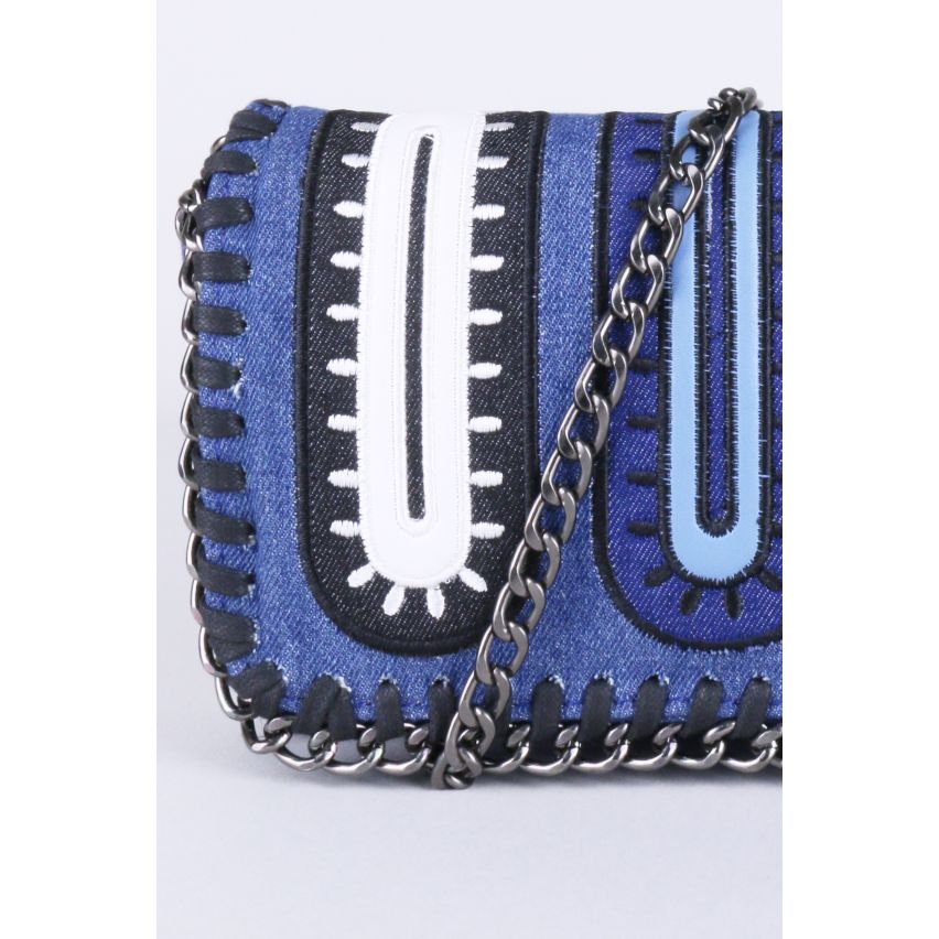 Lovemystyle Kette getrimmt blaue, weiße und schwarze Umhängetasche