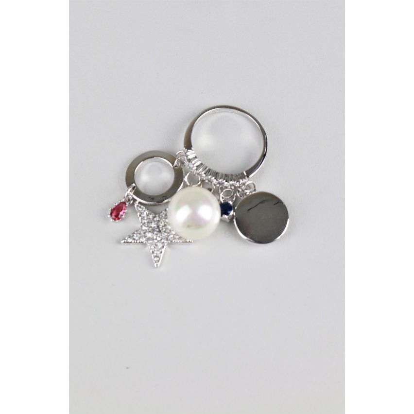 Lovemystyle Silver Ring With Multiple Charm Pendants