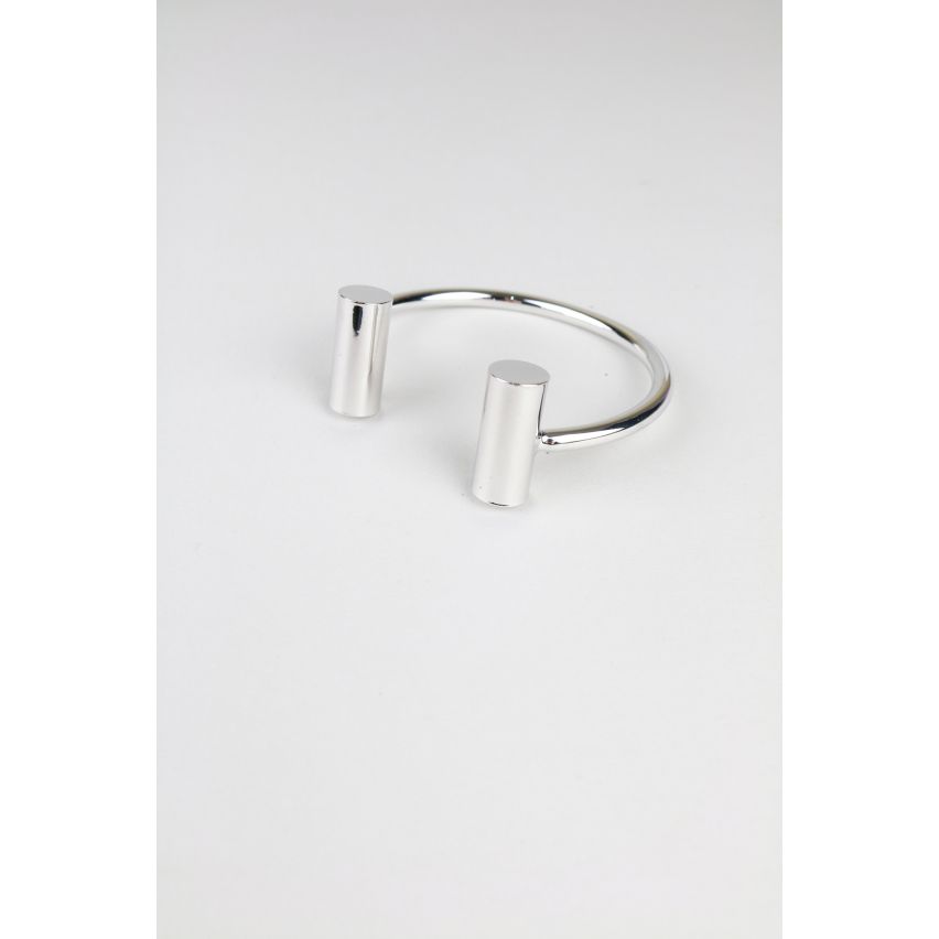 Lovemystyle Silver Bangle With Thick T-Bar Ends