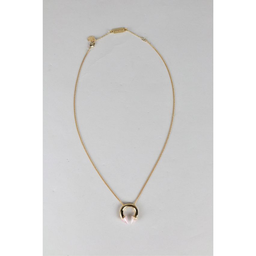 Lovemystyle guld kedja halsband med guld och rosa hänge