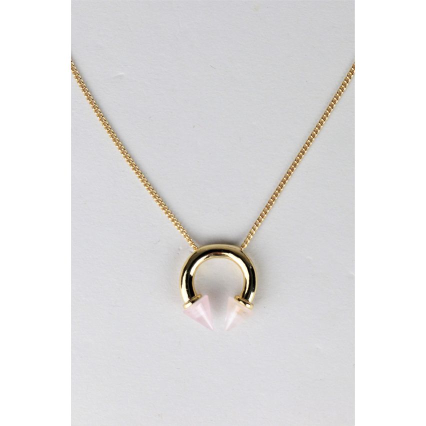 Lovemystyle Gold Chain Necklace With Gold And Pink Pendant
