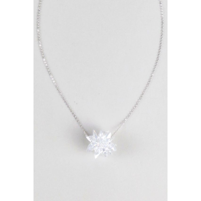 Delicate Silver Chain Necklace With Starburst Pendant