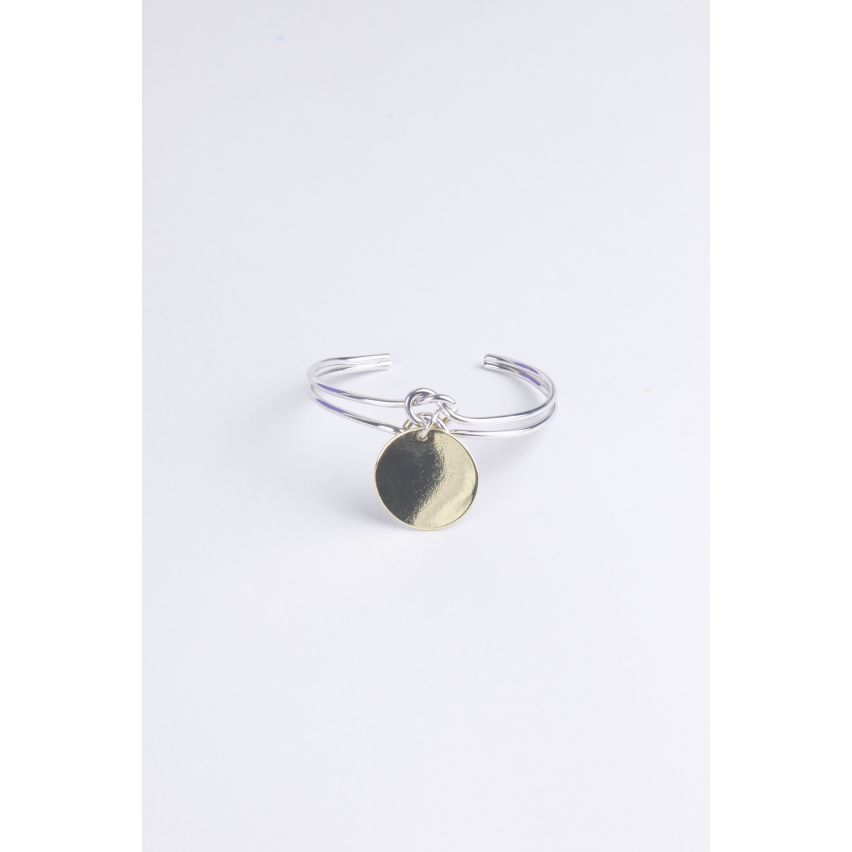 Bracelet noeud Lovemystyle argent avec pendentif disque d’or
