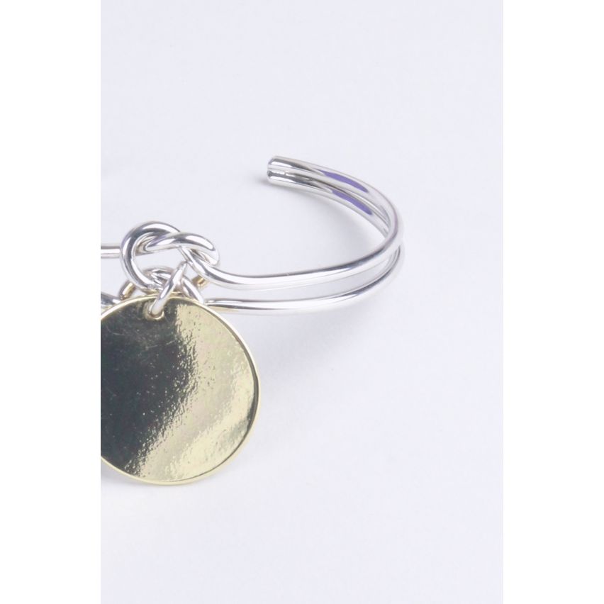 Bracelet noeud Lovemystyle argent avec pendentif disque d’or