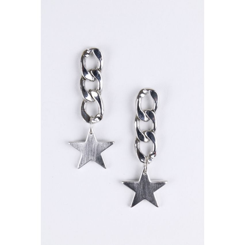 Lovemystyle zilver Drop-Down keten Earring met ster