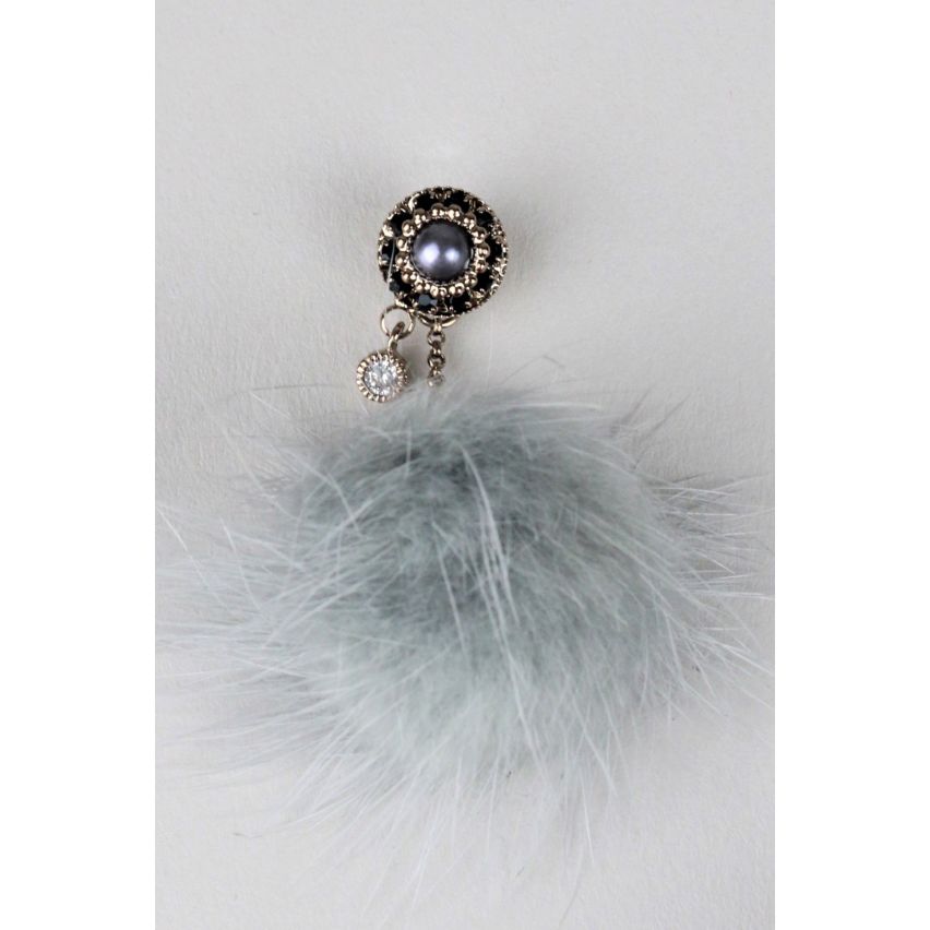 Lovemystyle Anweisung Pom Pom Tropfen Ohrringe mit grauer Perle
