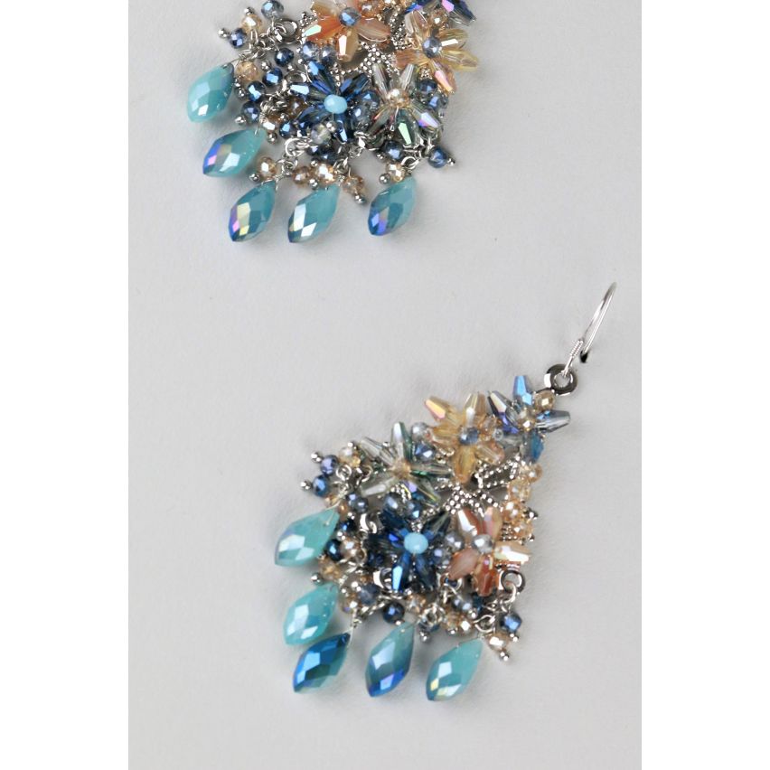 Lovemystyle Perlen Blumen Ohrringe In blau Multi