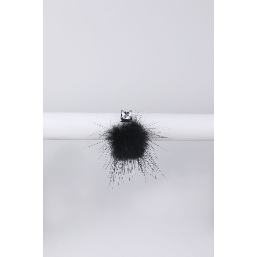 Lovemystyle zwarte pluizig Pom Pom instructie Ring